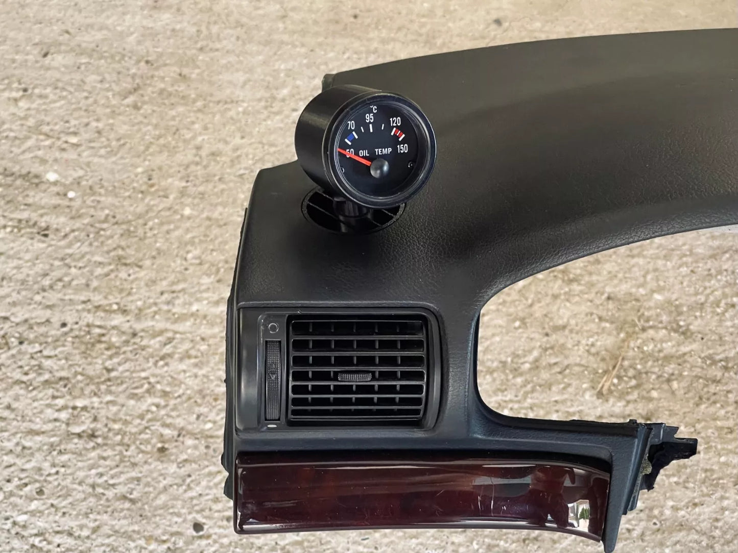 Audi A4/S4/RS4 B5 Gauge Pod installed in driver side defrost vent - wide shot showing dashboard integration
