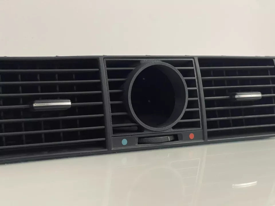 Close-up of Audi A8/S8 D2 Center Gauge Pod installed in center air vent