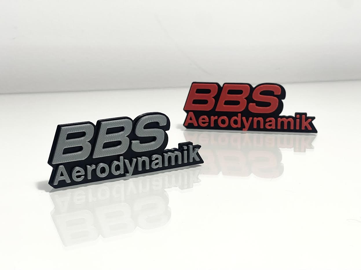 BBS Aerodynamik Emblems - front view showing glossy finish and details