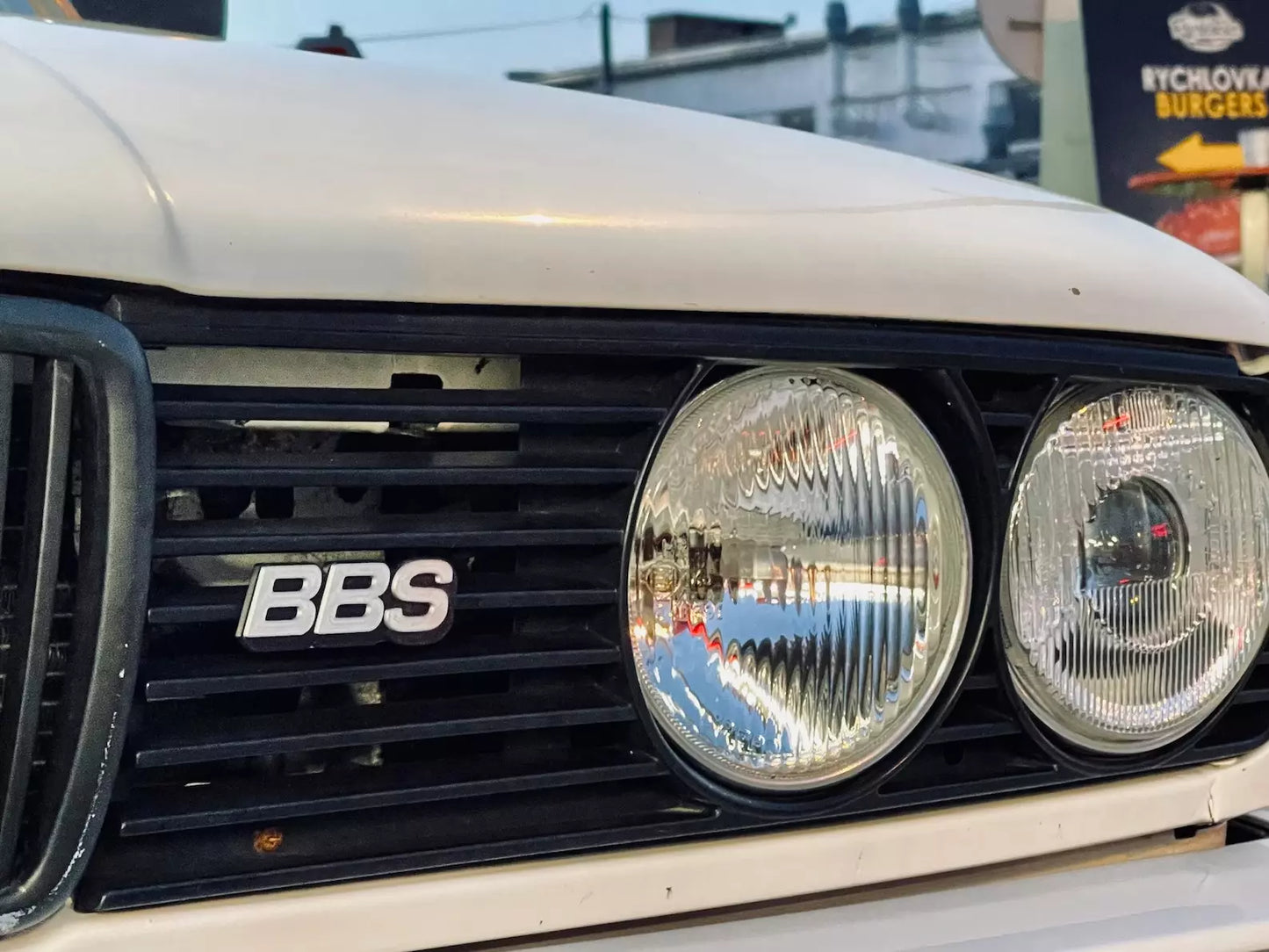 BBS Emblem installed on front grille, enhancing the car's motorsport styling