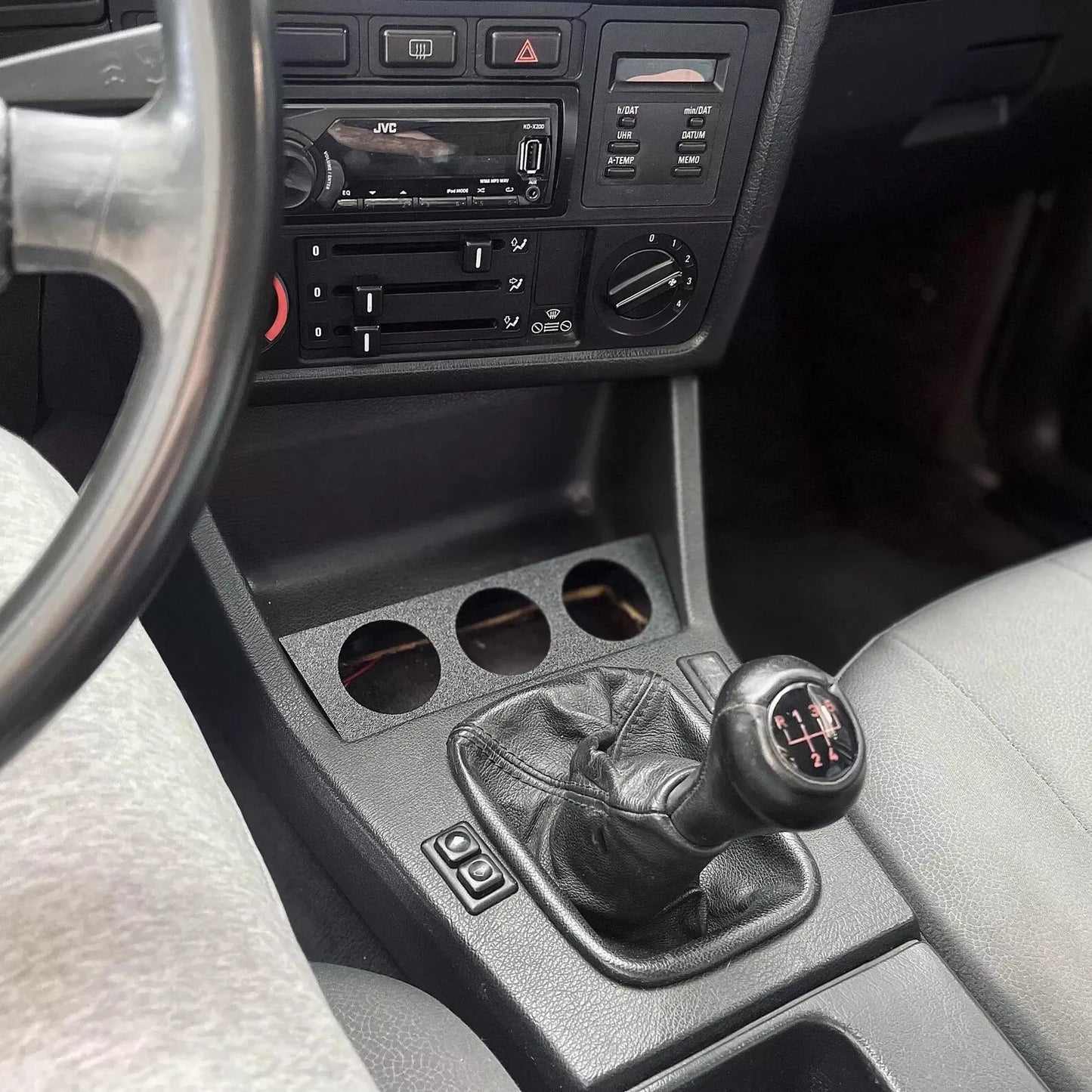 BMW E30 Ashtray Gauge Pod - wide shot showing integration into the interior