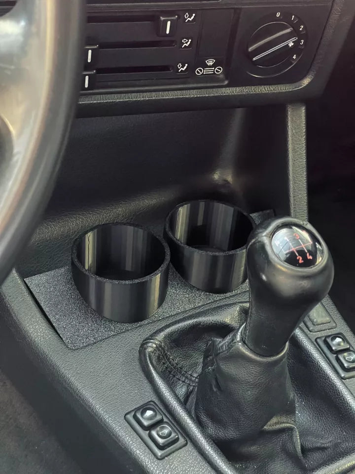 BMW E30 Cup Holder installed in the dashboard area
