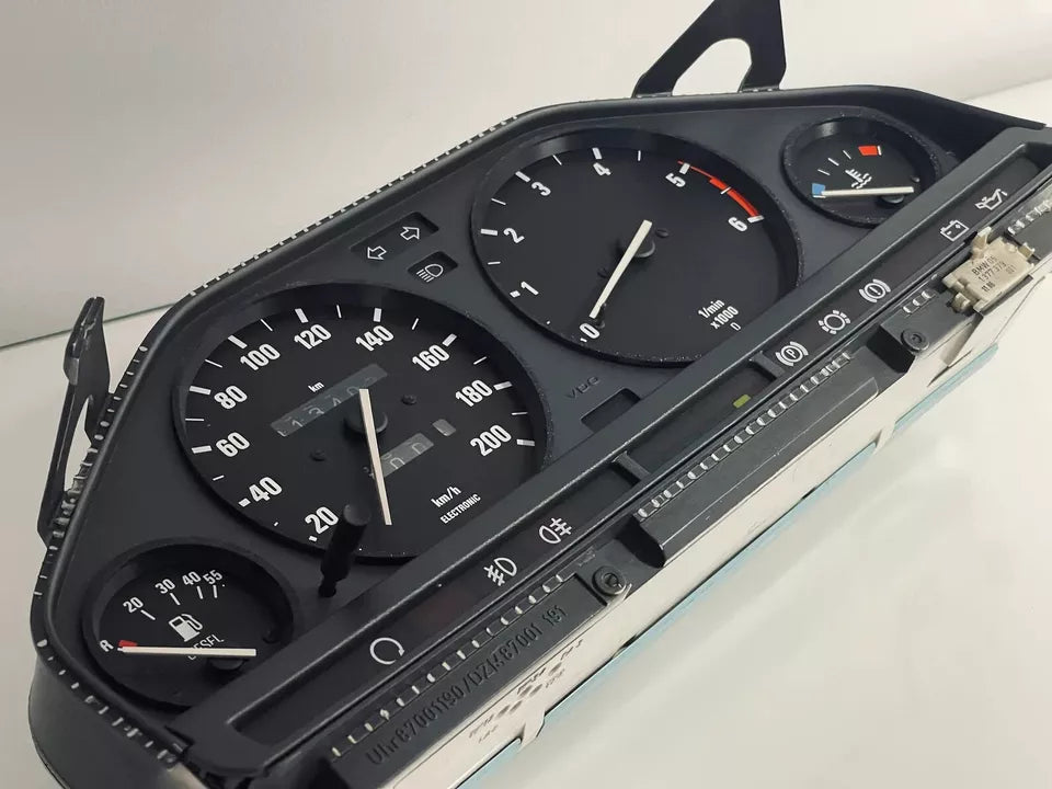 BMW E30 Gauge Cluster Rings in black showcasing a sleek finish