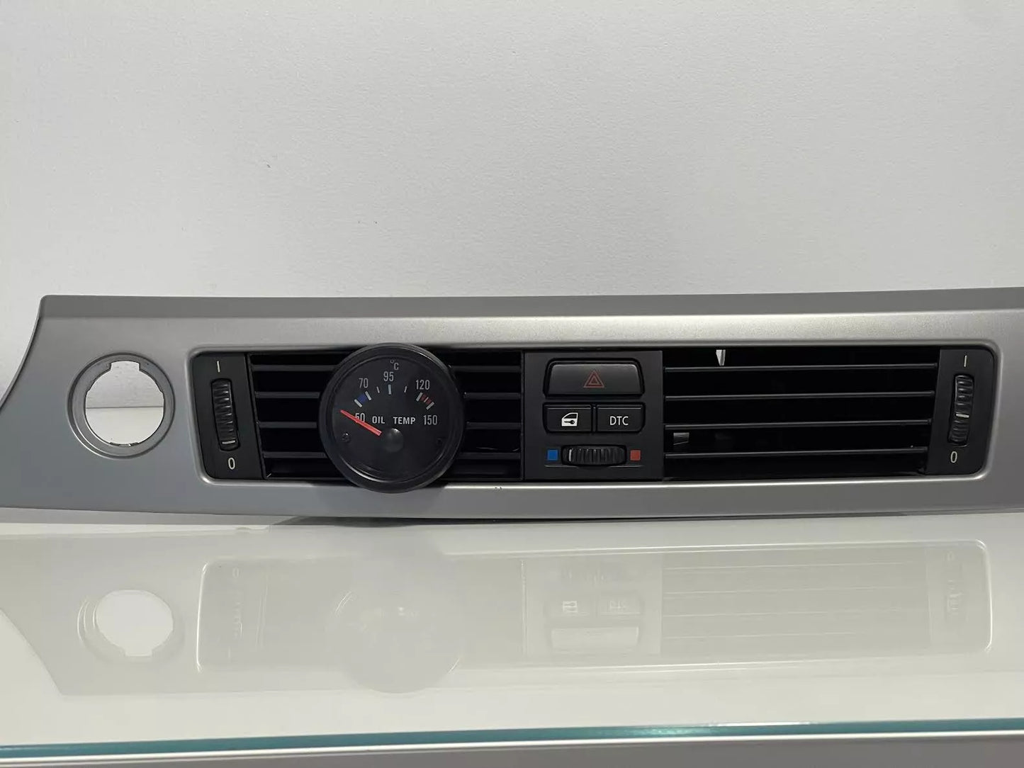 BMW E90 Center Gauge Pod installed in center air vent - front shot showing dashboard integration