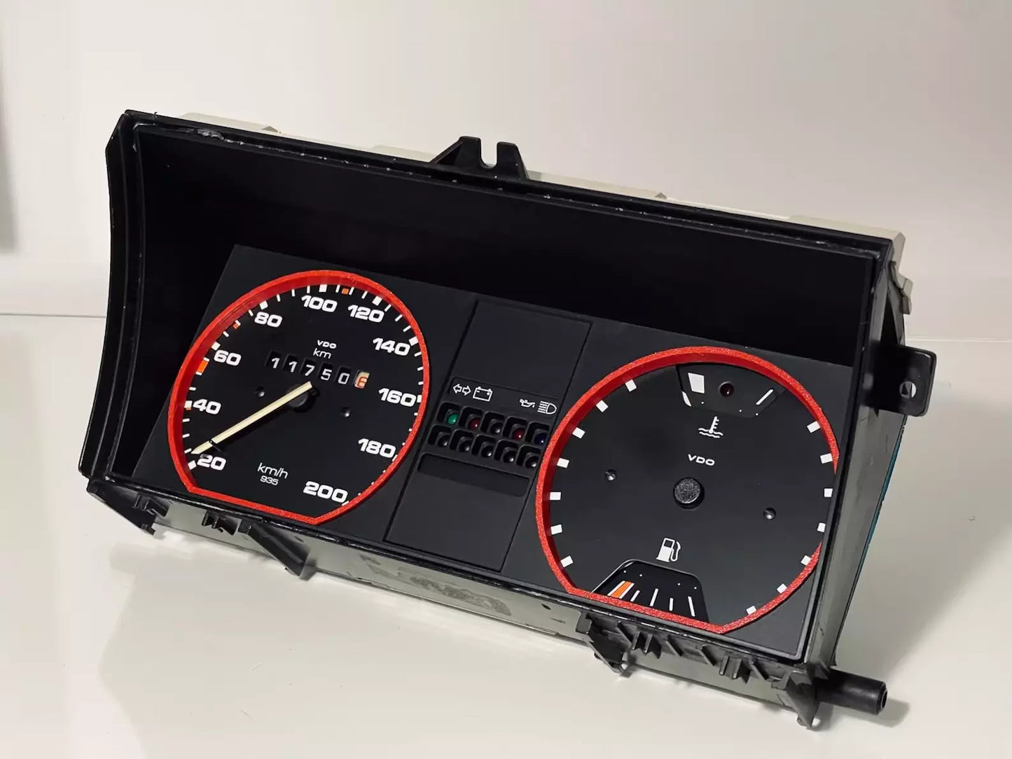 VW Golf MK2 Gauge Cluster Rings in red