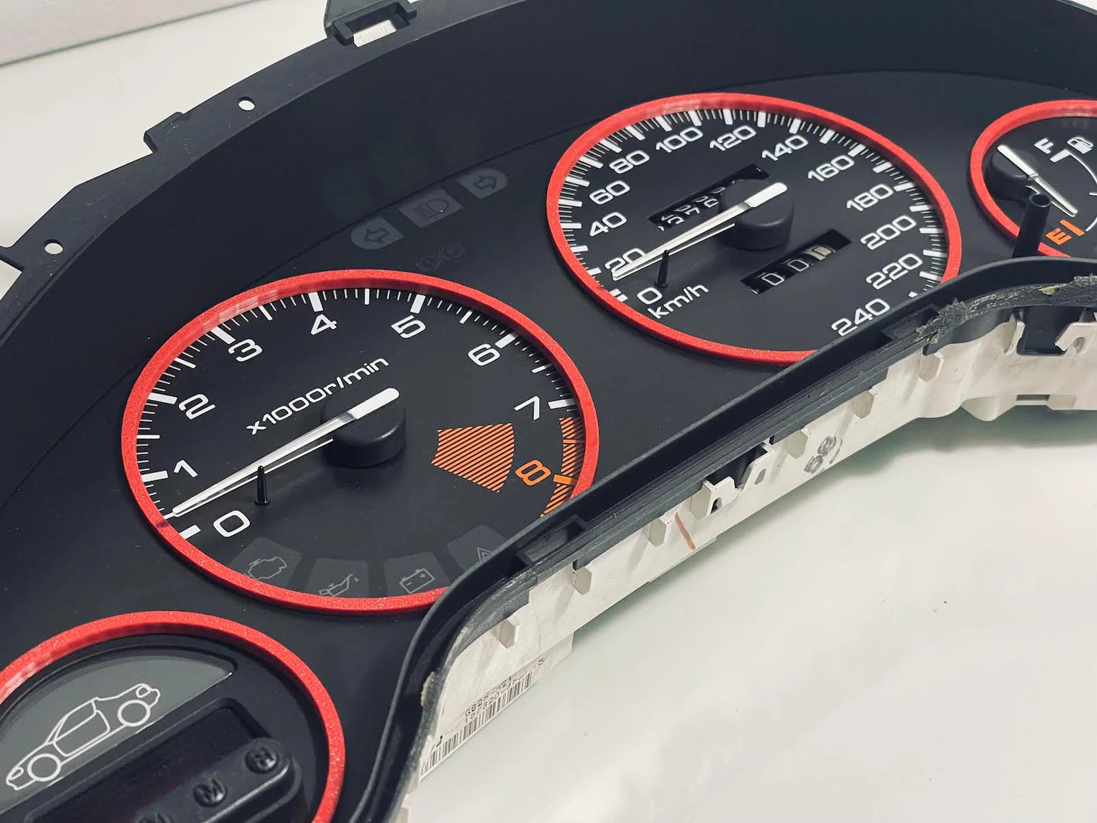 Honda Del Sol Gauge Cluster Rings in red